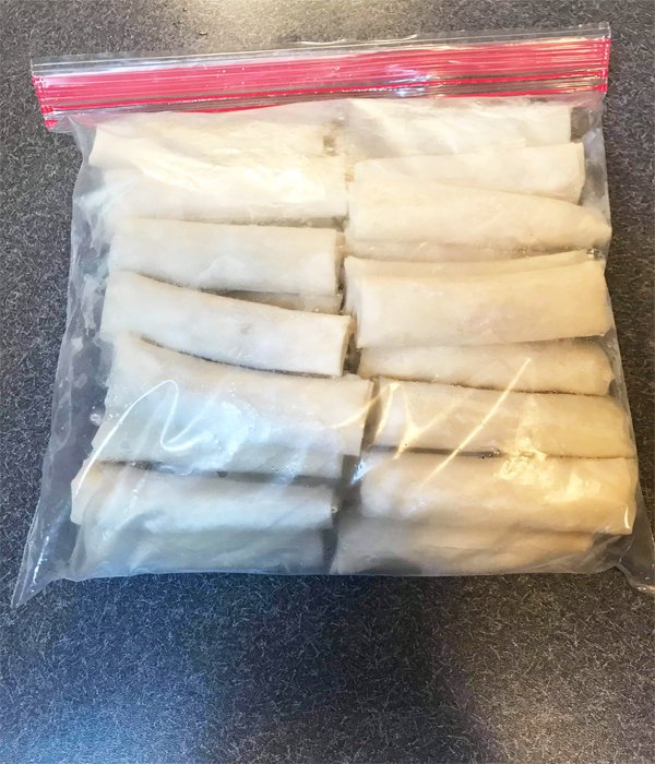 egg rolls in freezer bag