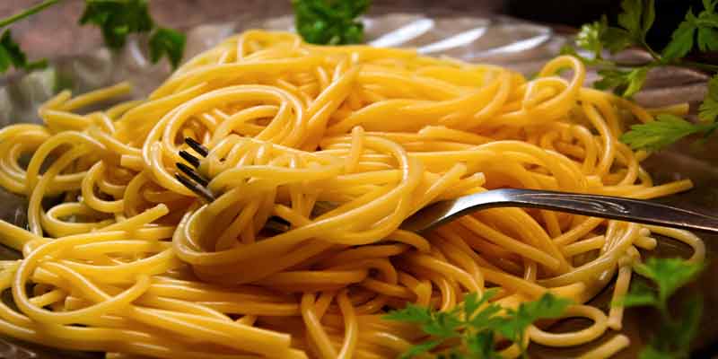 cooked noodles in a container